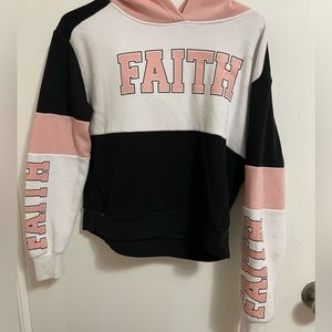 Pink, black, and white long sleeve crop top Faith